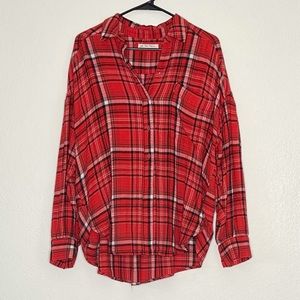 Free People Hidden Valley Red Plaid Button Down XS